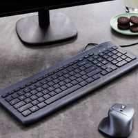 onn USB Computer Keyboard with 104-Keys, 5 ft Cable, Windows and Mac Compatible, Gray