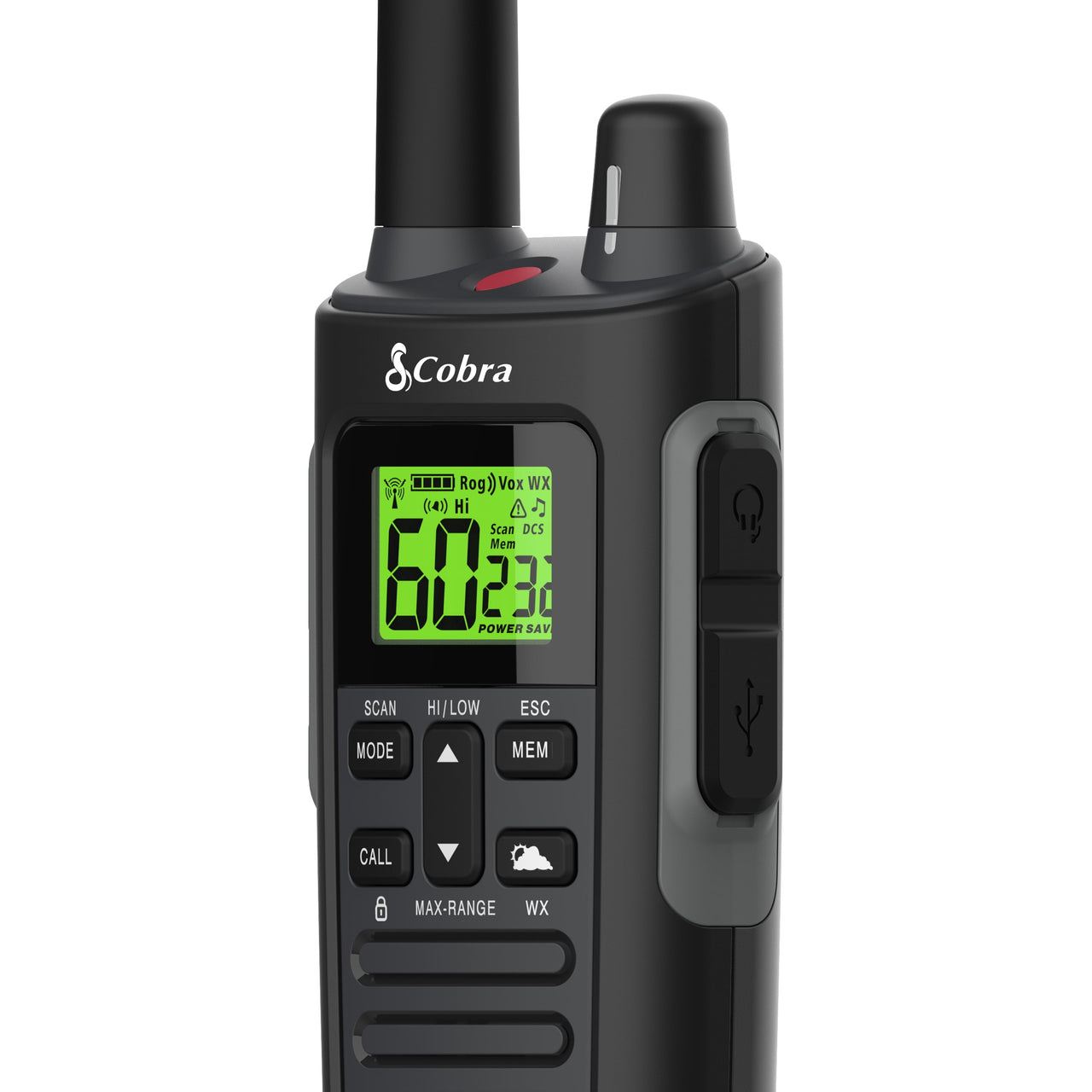 Cobra RX685 Walkie Talkies Two-Way Radios (Pair), 40-mile Range and 60 Channels with 121 Privacy Codes - IP54 Waterproof & NOAA Weather Alerts