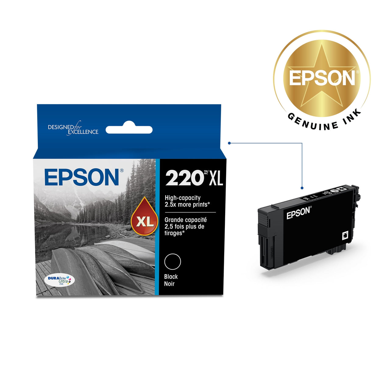 EPSON T220 DURABrite Ultra Genuine Ink High Capacity Black Cartridge