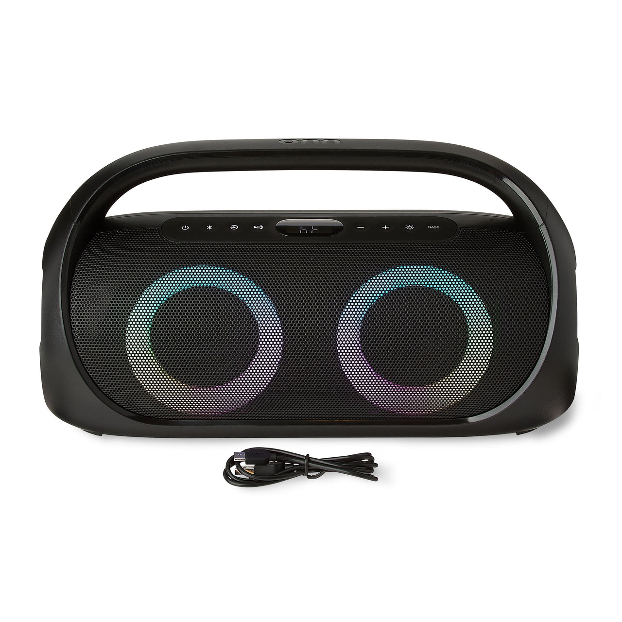 onn Portable FM Boombox with LED Lighting