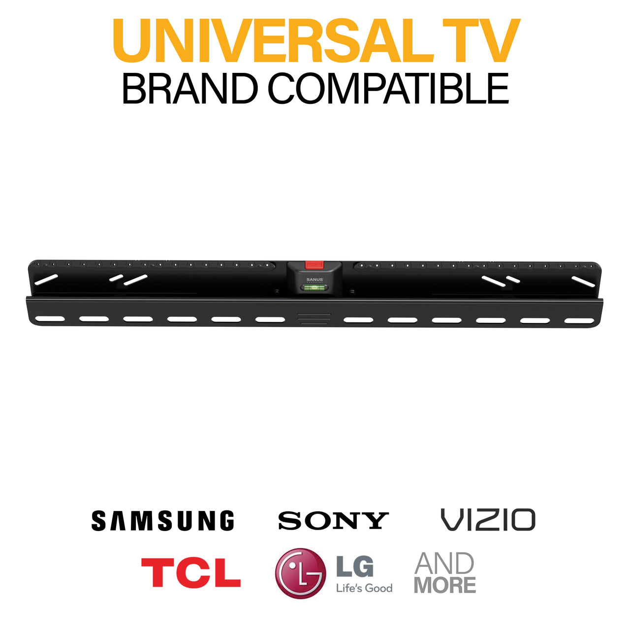 SANUS VuePoint Drywall Low Profile TV Wall Mount for 32” - 90” TVs up to 135lbs - No Drill or Studs Required
