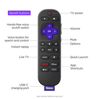 Roku Voice Remote Pro (2nd Ed.) - Rechargeable TV Remote Control with Hands-free Voice Controls, Backlit Buttons, & Lost Remote Finder - Replacement Remote Compatible with All Roku TV, Players, Audio