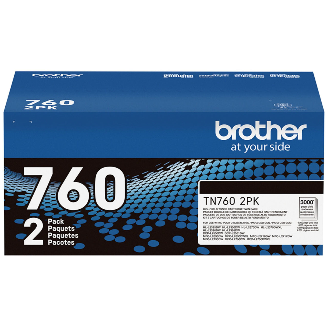 Brother Genuine High-Yield Black Printer Toner Cartridge Twin Pack TN7602PK
