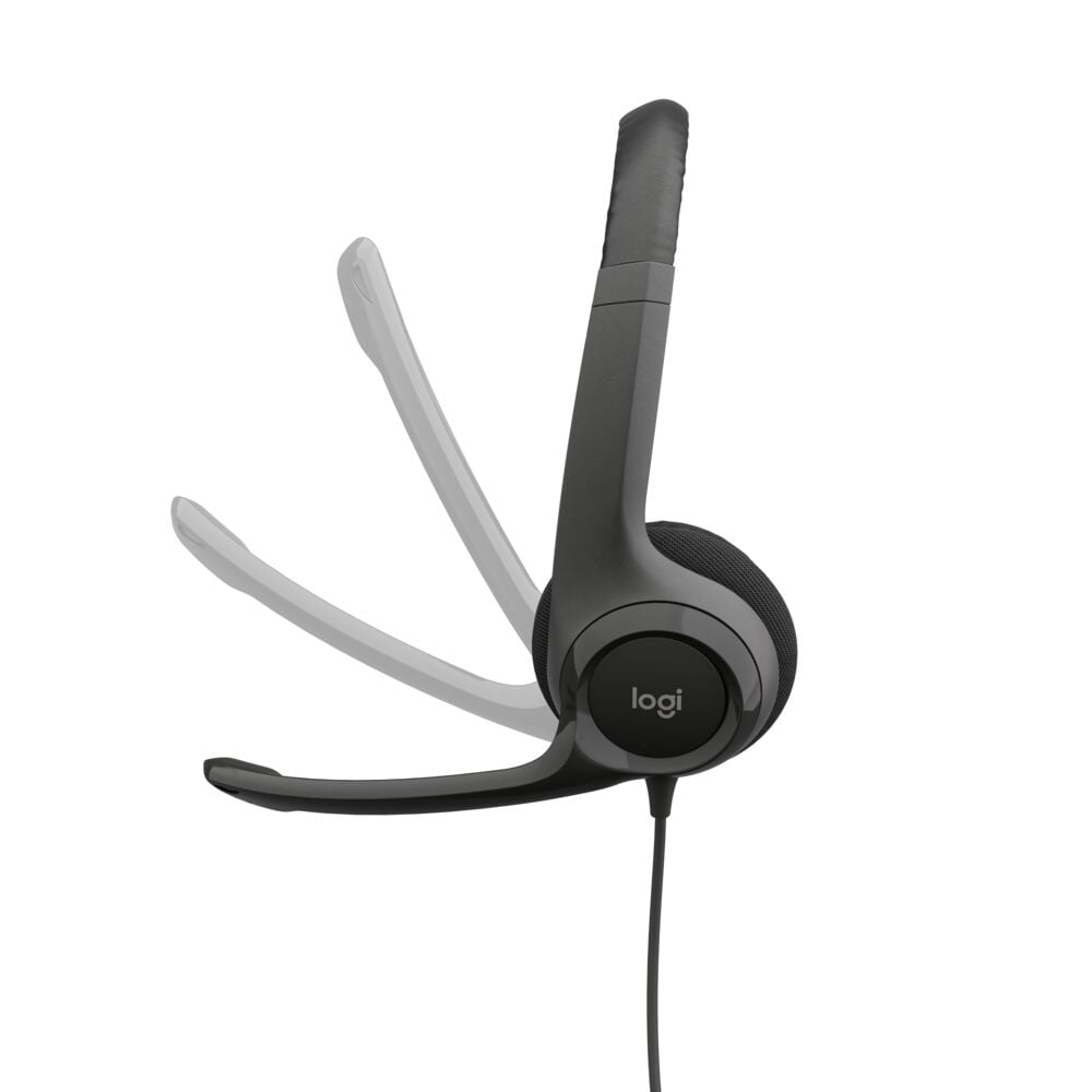 Logitech H390 Wired USB Headset, Stereo Headphones with Noise-Cancelling Microphone, USB, In-Line Controls, PC/Mac/Laptop, Black (981-000310)