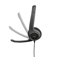 Logitech H390 Wired USB Headset, Stereo Headphones with Noise-Cancelling Microphone, USB, In-Line Controls, PC/Mac/Laptop, Black (981-000310)