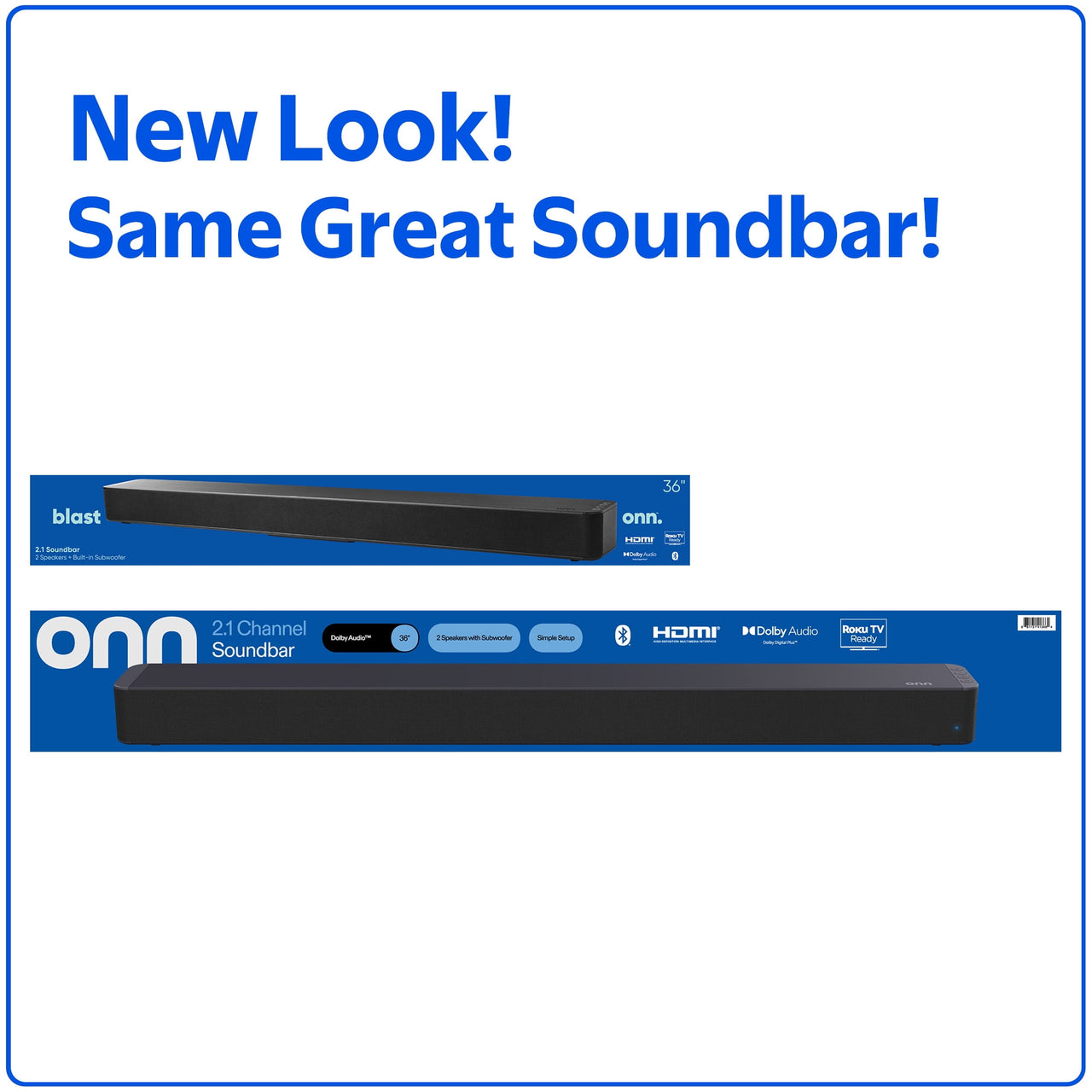 onn Bluetooth 2.1 Channel Soundbar with Dolby Digital Plus, 36", Black