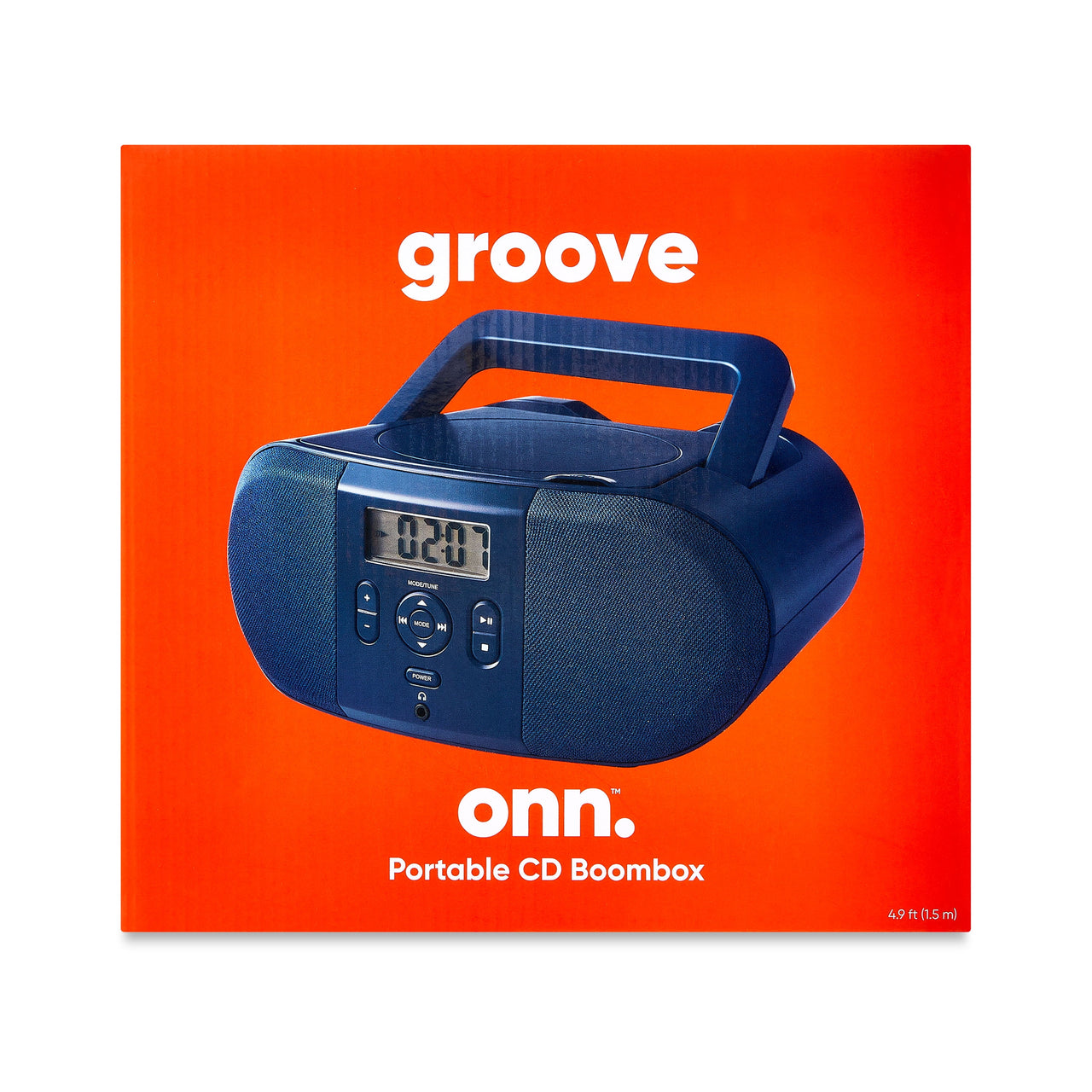 onn. Portable CD Boombox with Digital FM Radio, Navy