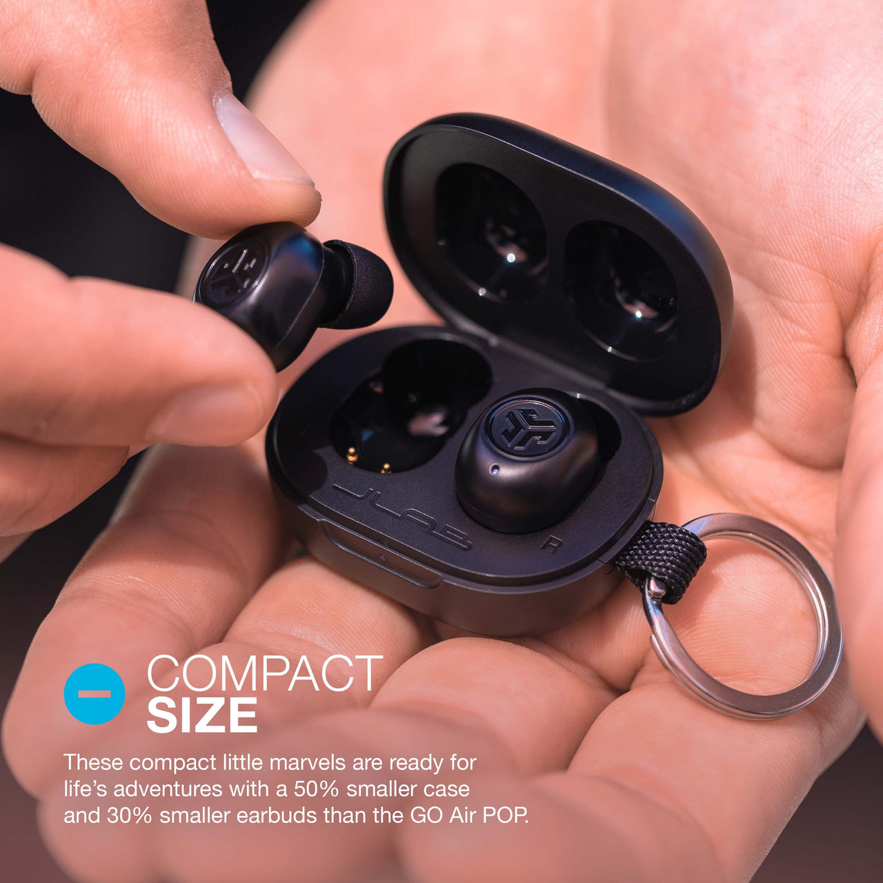 JLab JBuds Mini True Wireless Earbuds, Be Aware Audio, Bluetooth, IP55, Black