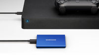 SAMSUNG T7 Portable SSD 1TB Indigo Blue, Up-to 1,050MB/s, USB 3.2 Gen2, External - MU-PC1T0H/AM