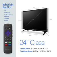 onn 24” Class 720P HD Roku Smart Television, 100012590