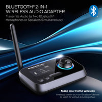 Monster 2-in-1 Bluetooth Transmitter for TV & Speakers, Wireless Bluetooth Adapter, Black