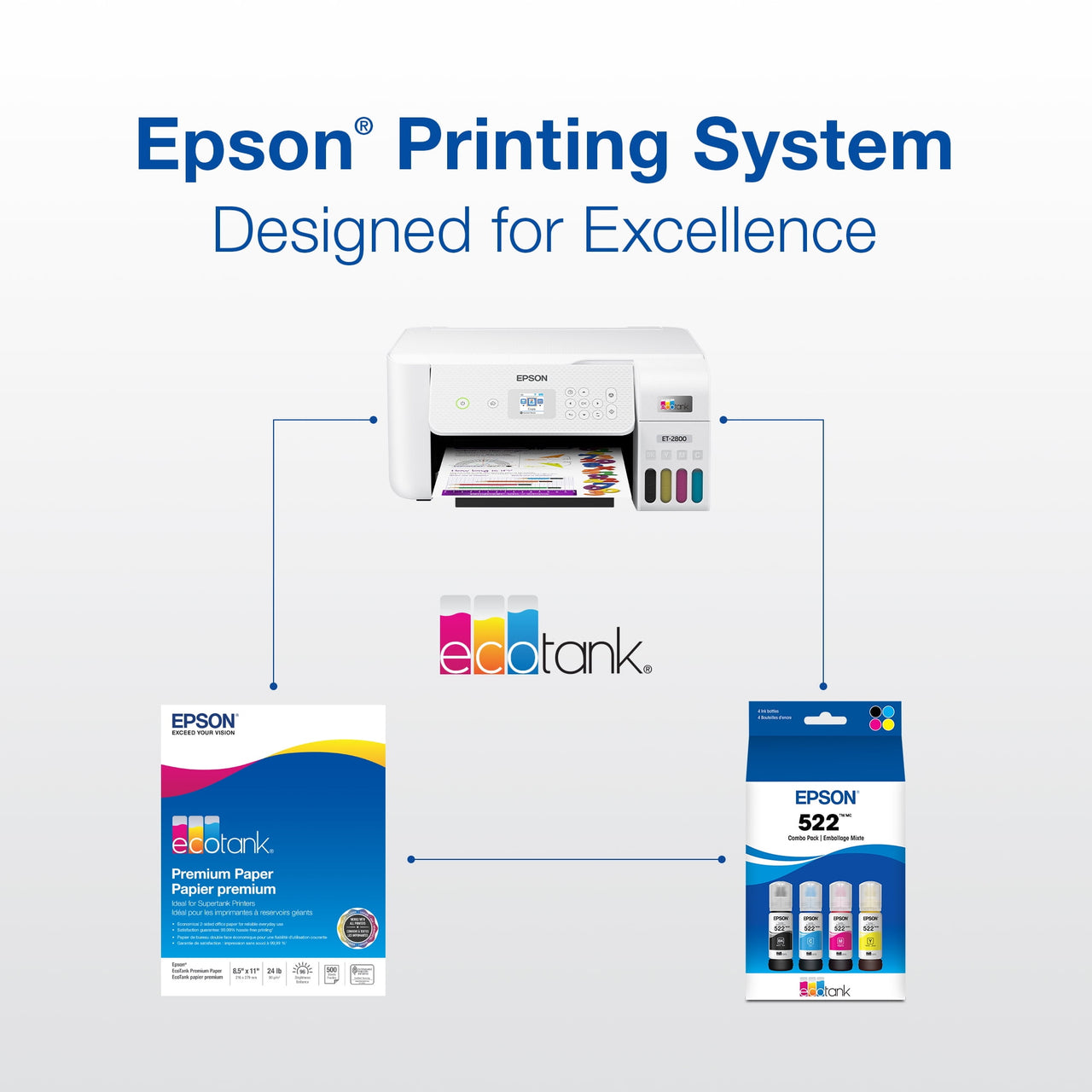 Epson 522 EcoTank Ink Ultra-high Capacity Bottle Black  (T522120-S) Works with EcoTank ET-2720, ET-2800, ET-2803, ET-2840, ET-4700, ET-4800, ET-4810