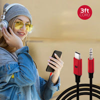 Monster MCA2-2002-BLK 3ft USB-C to 3.5mm AUX Cable Automotive/Portable Use 3 Foot Cable