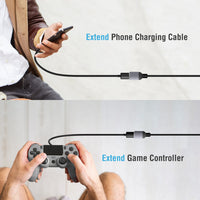 onn 6' Braided USB Extension Cable, Black