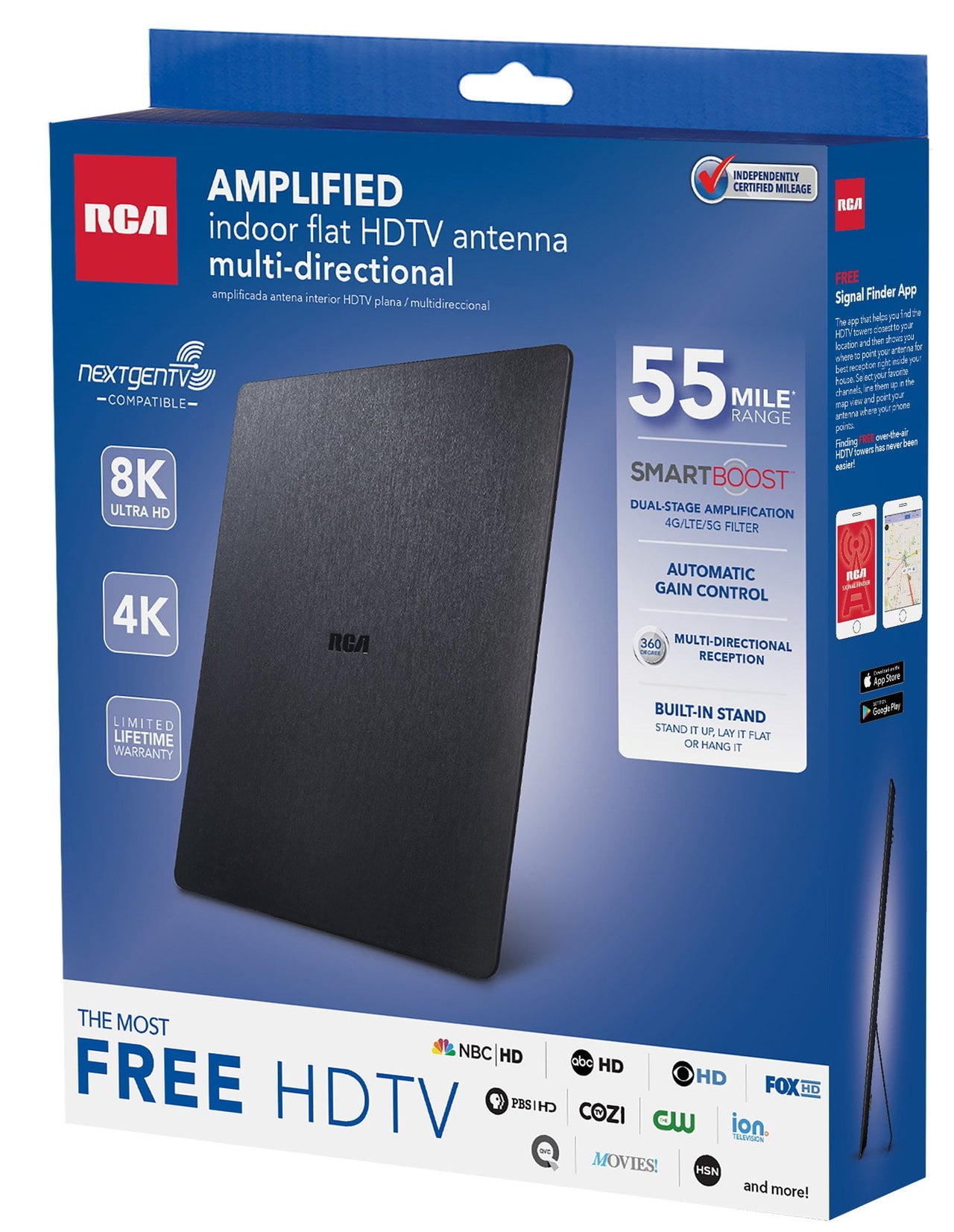 RCA Amplified Indoor Flat HDTV Antenna - Multi-Directional