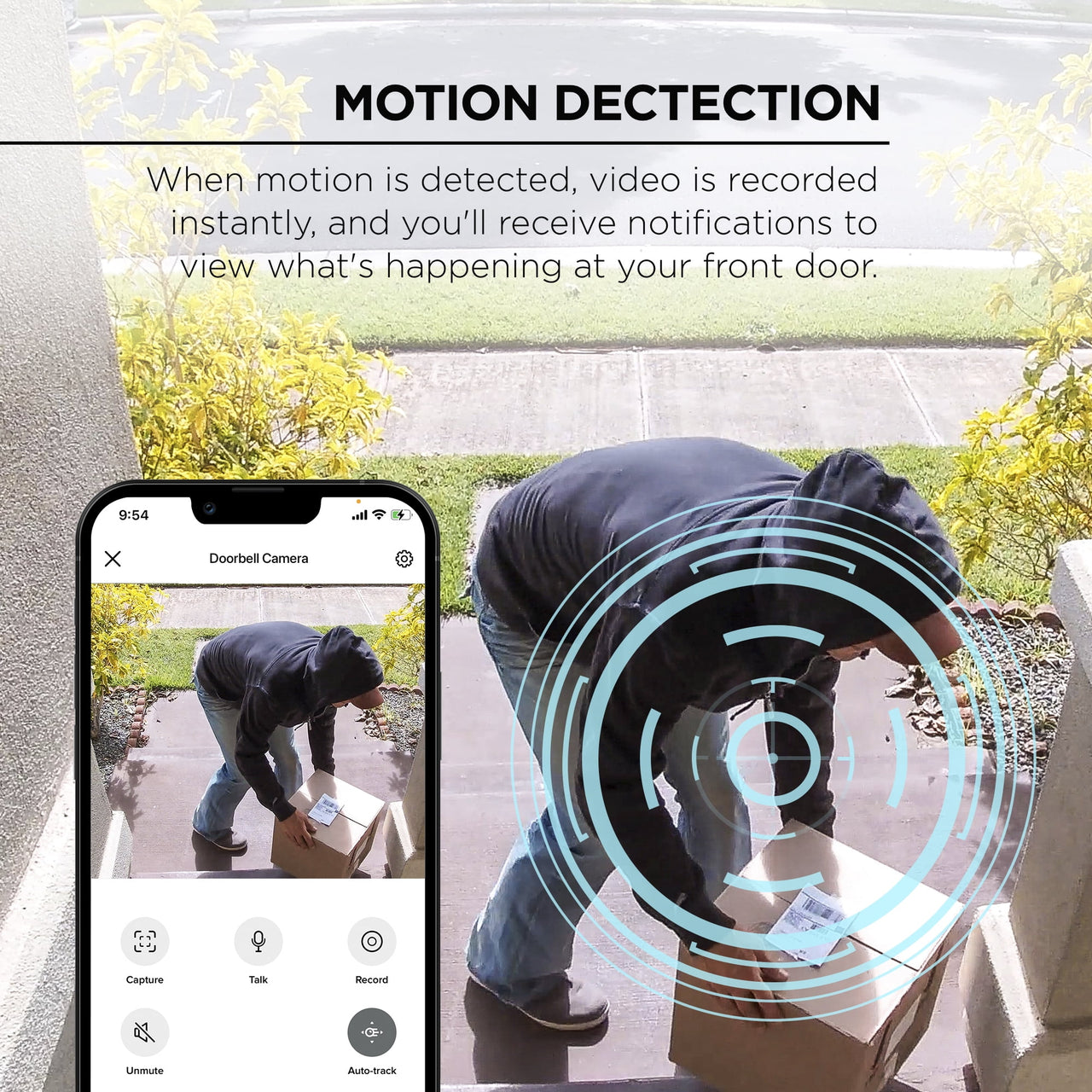 Merkury Smart Doorbell Camera - Wire-Free Battery Cam with Chime & Intelligent Alerts (1-Pack)