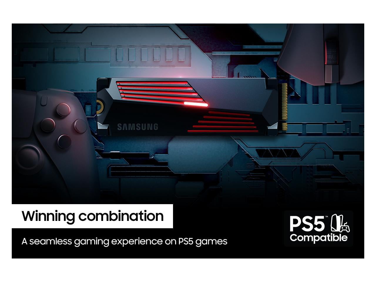 SAMSUNG SSD 990 PRO + Heatsink 1TB, PCIe 4.0, Compatible with PlayStation 5, Internal - MZ-V9P1T0GW