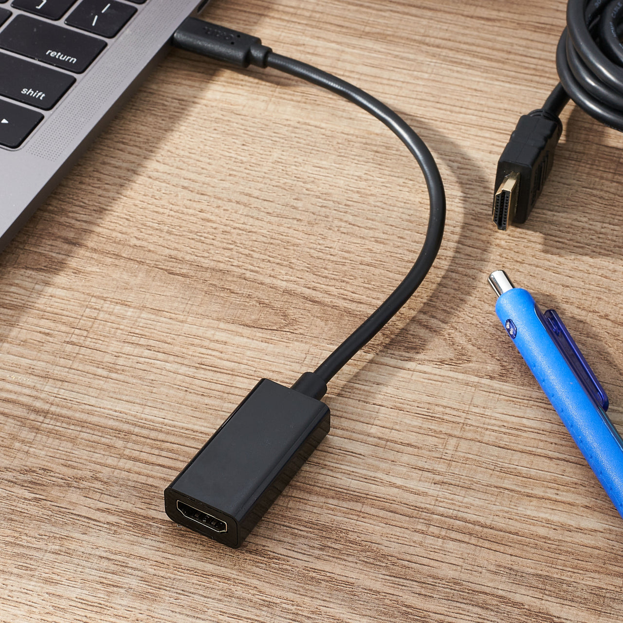 onn 6" USB-C to HDMI Adapter, Black
