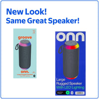 onn Large Rugged Speaker with Bluetooth Wireless Technology and LED Lighting, Gray
