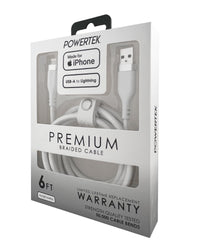 Liquipel Powertek iPad & iPhone Lightning Charger Cable, Fast Charging 6ft MFI, Premium White