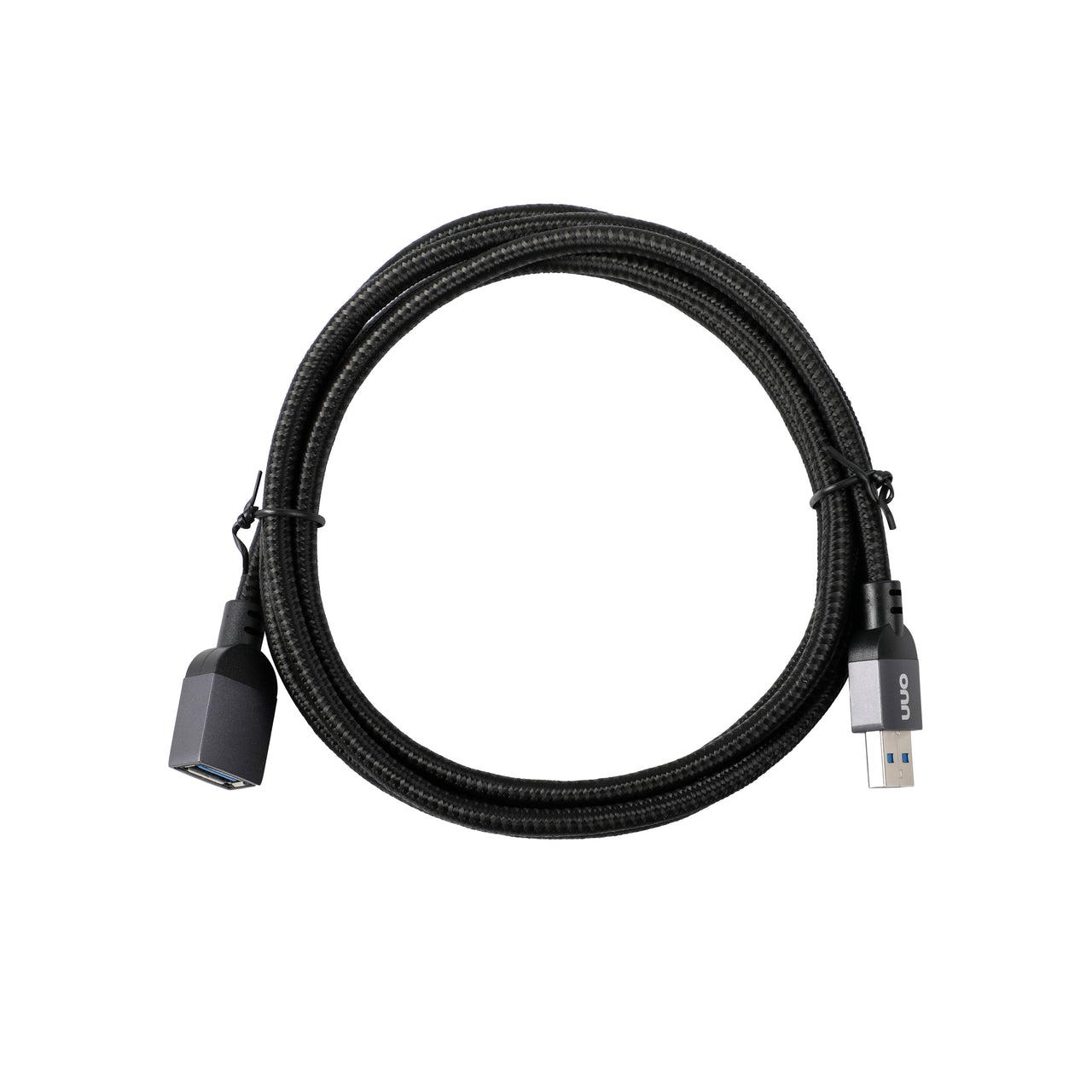 onn 6' Braided USB Extension Cable, Black
