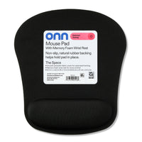 onn Mouse Pad with Memory Foam Wrist Rest Ergonomic Black