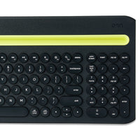 onn Multi-Device Wireless Full-Size Keyboard and 3-Button Mouse Set, Gray & Yellow