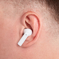 onn Bluetooth Wireless Earphones with Active Noise Canceling and Wireless Charging Case, White