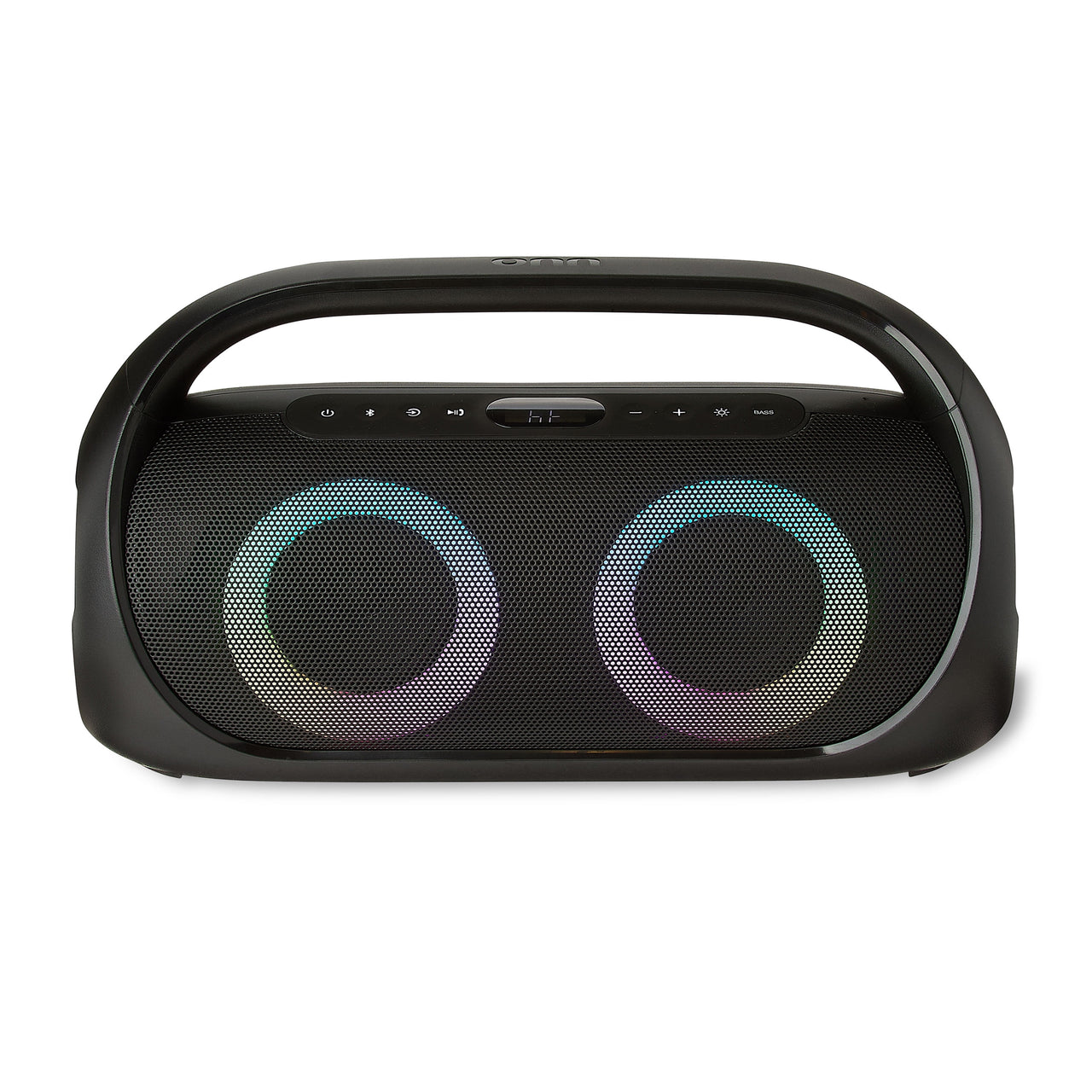onn Portable FM Boombox with LED Lighting