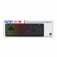 onn Gaming Mechanical Keyboard with Blue Switches, Adjustable 16.8M LED Lighting, 104 Keys, Black