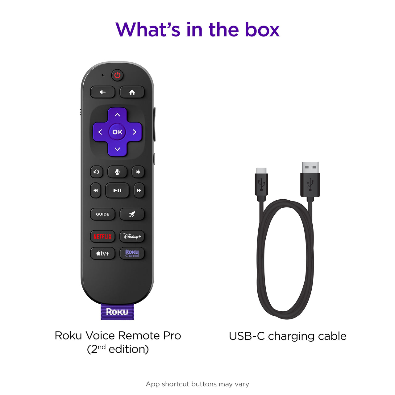 Roku Voice Remote Pro (2nd Ed.) - Rechargeable TV Remote Control with Hands-free Voice Controls, Backlit Buttons, & Lost Remote Finder - Replacement Remote Compatible with All Roku TV, Players, Audio