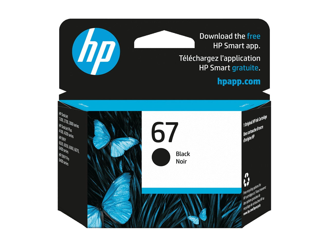 HP 67 Black Original Ink Cartridge, ~120 pages, 3YM56AN#140