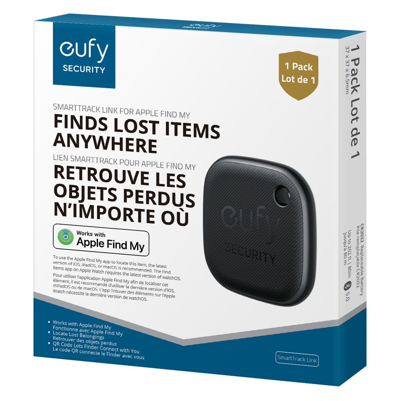 eufy SmartTrack Link, 2-Pack, iOS Only, E87B0011-4, Black, New