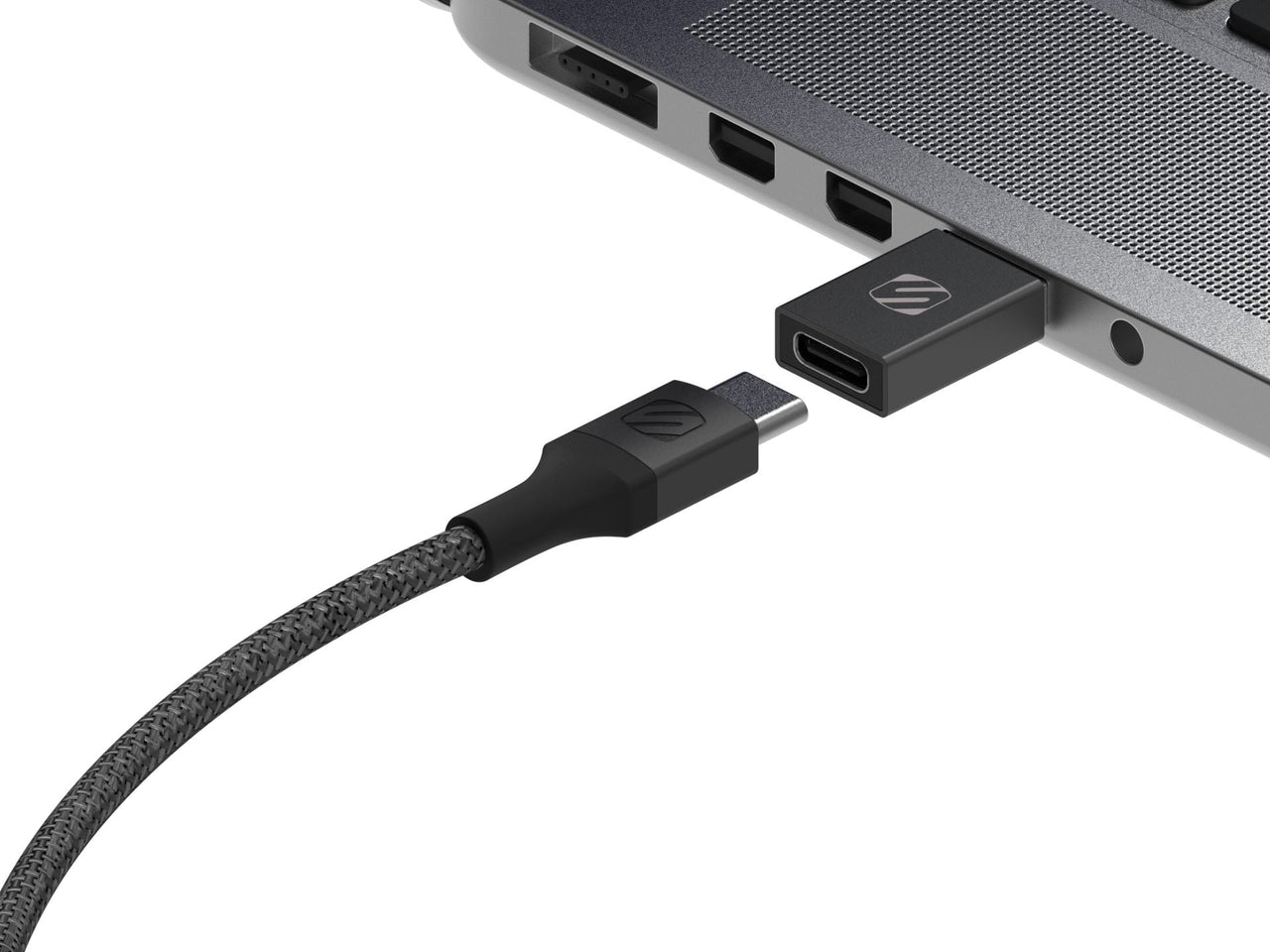 Scosche Strikeline Adapter Kit USB-C to USB-A & Type-C Converter 2-pk CAAKIT-RP Black