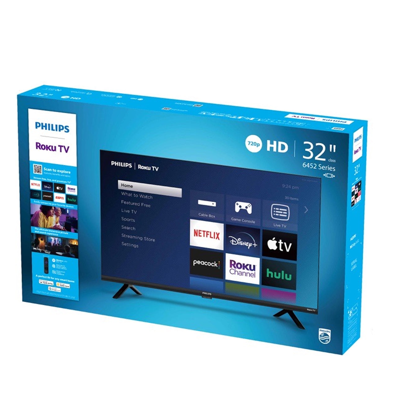 Philips 32" Class HD (720P) Smart Roku Borderless LED TV (32PFL6452/F7) (New)