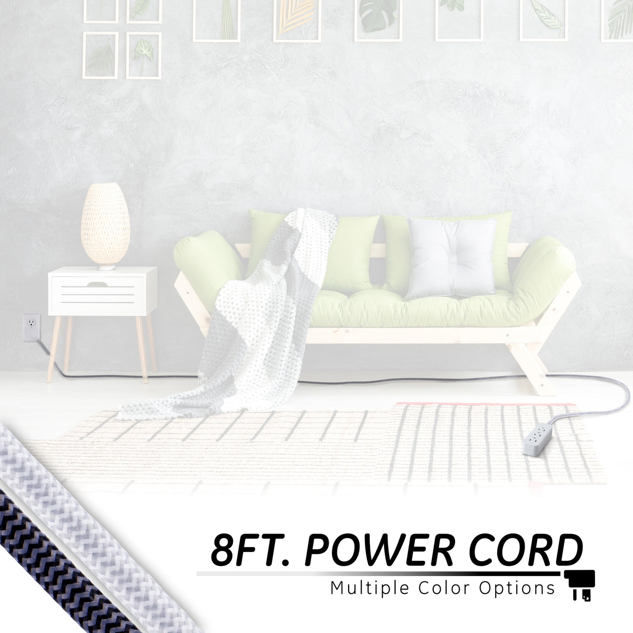 GE Pro Extension Cord with Surge Protection, 250J, White/Gray, 8ft. – 38433