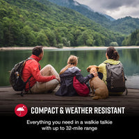 Cobra RX385 Two-Way Radios (Pair) Rugged and Water Resistant Walkie Talkies, up to 32 mile Extended Range & 40 Channels, NOAA Weather Chanels and Weather Alerts