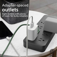 Philips 8-Outlet Surge Protector, 8ft Braided Cord, 15A, Black