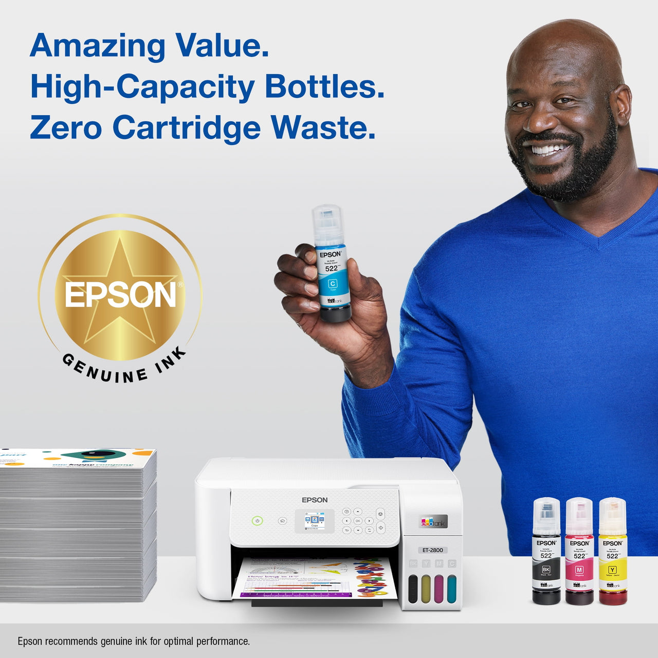 Epson 522 EcoTank Ink Ultra-high Capacity Bottle Black  (T522120-S) Works with EcoTank ET-2720, ET-2800, ET-2803, ET-2840, ET-4700, ET-4800, ET-4810