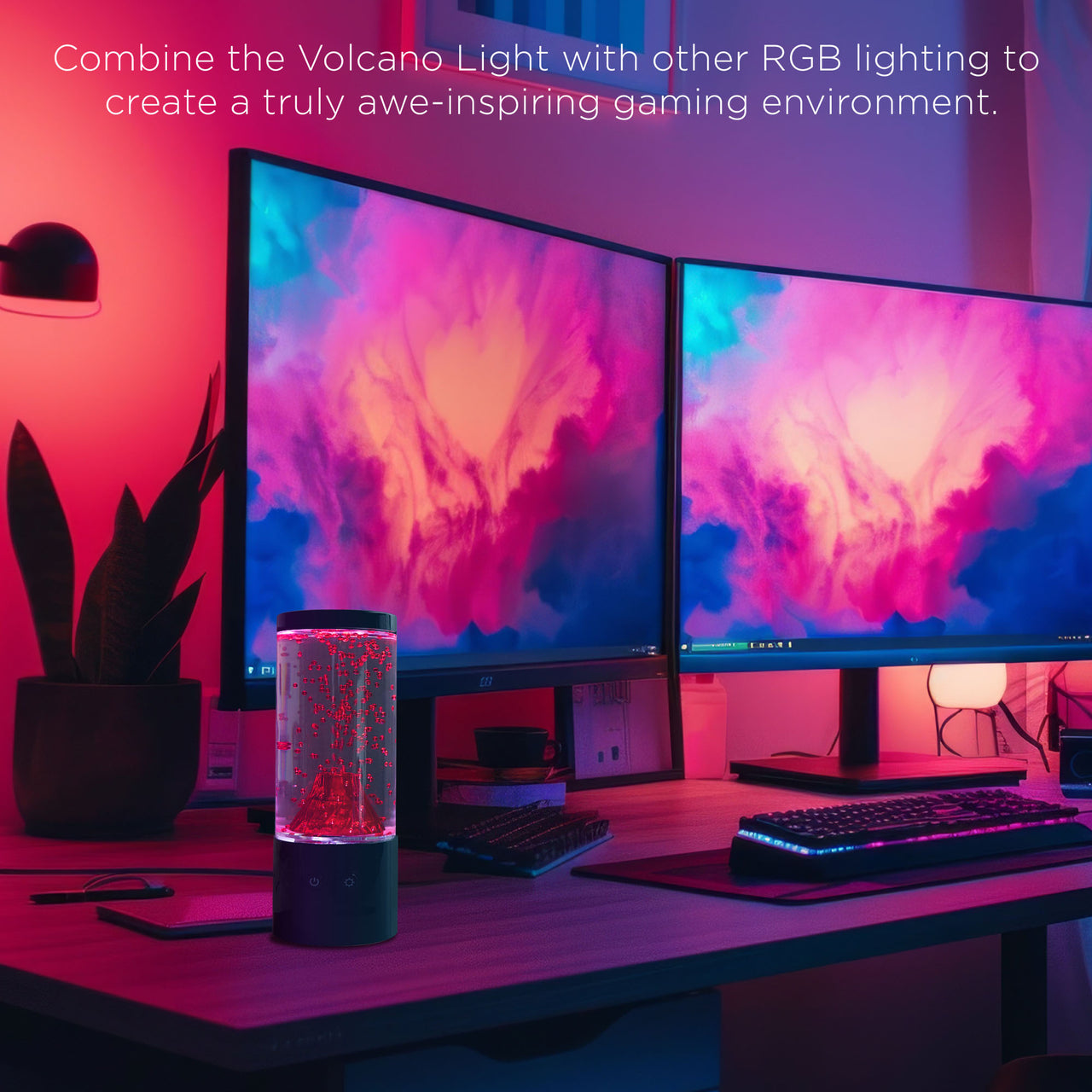 Merkury Innovations New 9-Inch RGB Volcano LED Mood Night Light - USB Powered, Motion Simulation