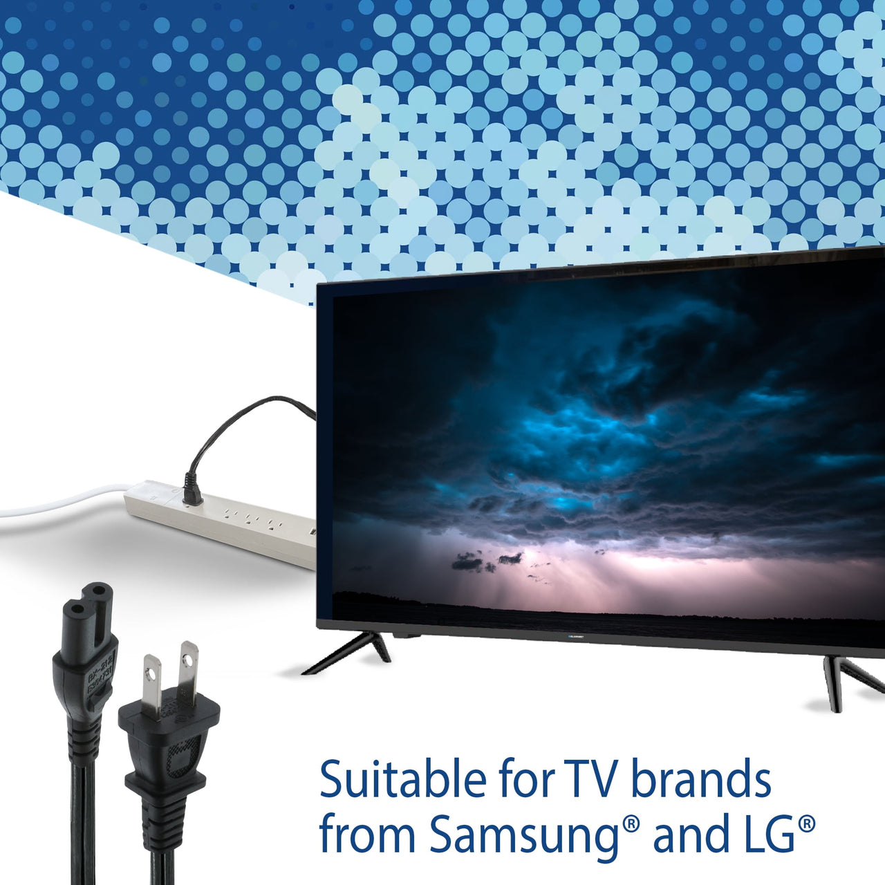 New 10ft Non-Polarized Replacement Power Cord, Works With Game Consoles, Cable Boxes, Printers