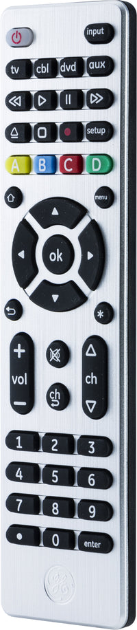 GE 4-Device Universal TV Remote Control in Brushed Silver, 33709
