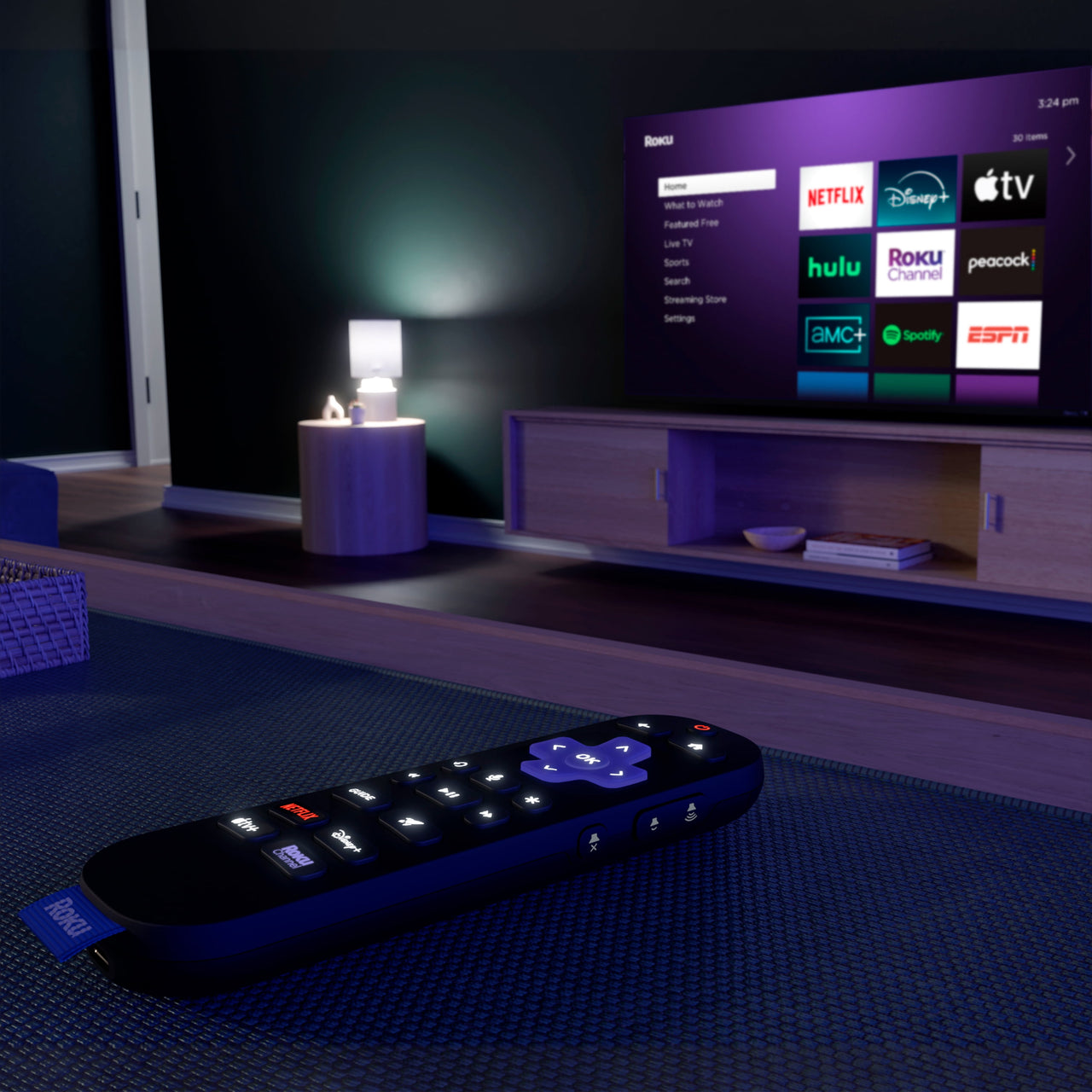 Roku Voice Remote Pro (2nd Ed.) - Rechargeable TV Remote Control with Hands-free Voice Controls, Backlit Buttons, & Lost Remote Finder - Replacement Remote Compatible with All Roku TV, Players, Audio