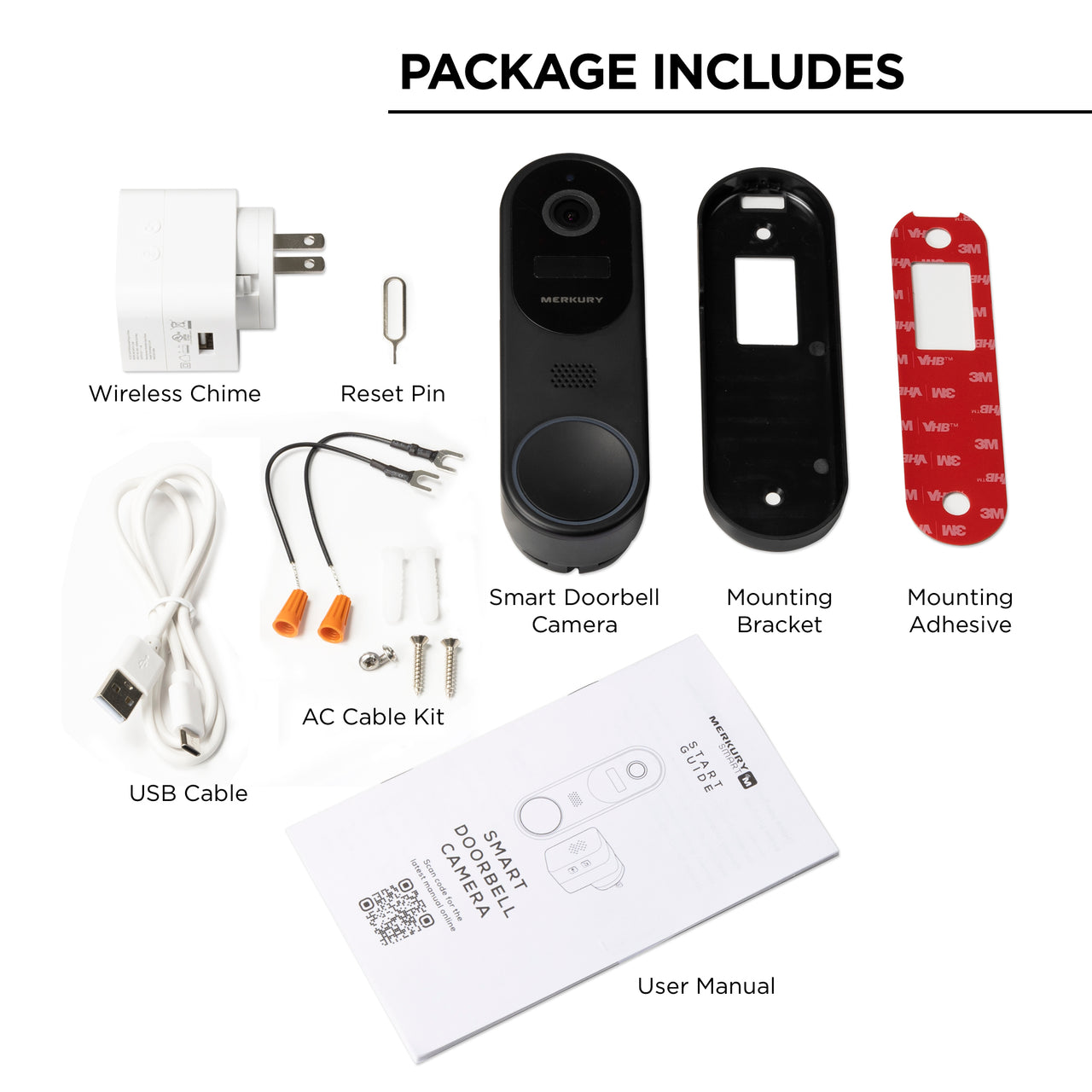 Merkury Smart Doorbell Camera - Wire-Free Battery Cam with Chime & Intelligent Alerts (1-Pack)