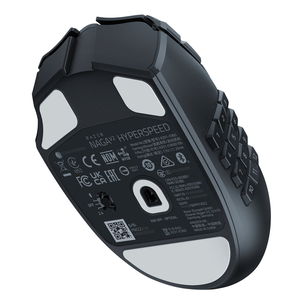 Razer Naga V2 HyperSpeed Bluetooth Gaming Mice with AA Battery, Black
