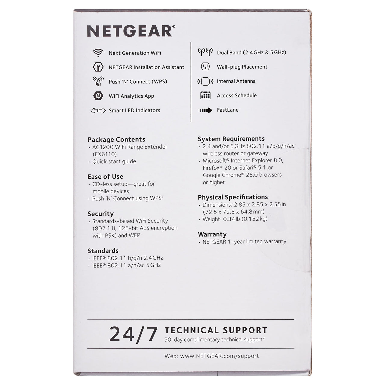 NETGEAR AC1200 WiFi Range Extender, Wall-plug (EX6110)