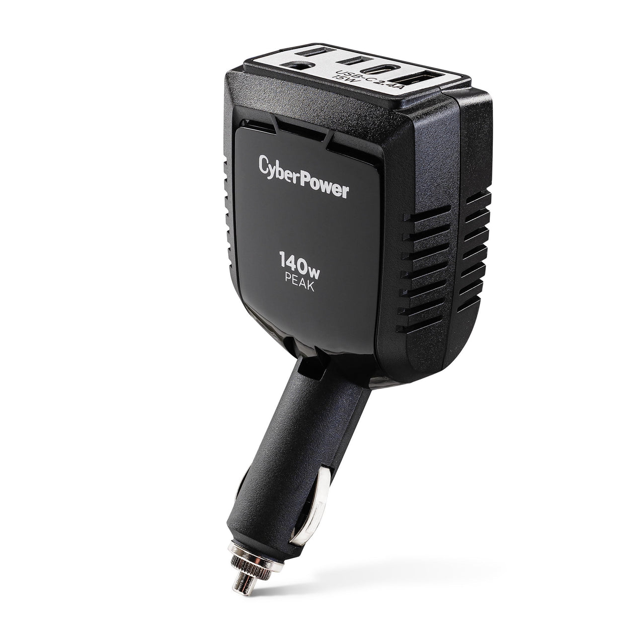 CyberPower M140BUC 140W Power Inverter - 1 AC Outlet, USB-C & USB-A Ports, Black