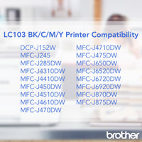 Brother Genuine LC1033PKS High-yield Color Ink Cartridges