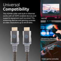 GE 4ft 4K HDMI 2.0 Cable with Built-in Ethernet, Gold-plated connectors, 48719