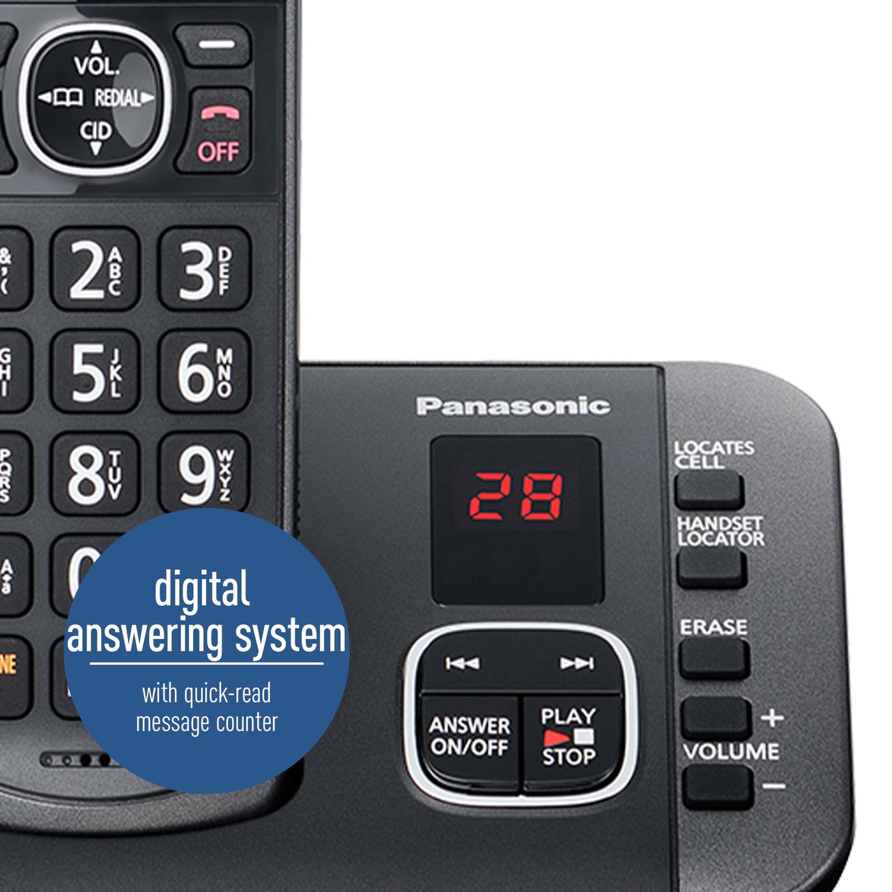 Panasonic 3-Handset Expandable Cordless Phone System with Answering System - KX-TG3833M